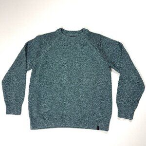 Roots Mens Crewneck Sweater Teal Blue Sz M Knit Winter Cozy